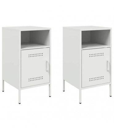 vidaXL Bedside Cabinets 2 pcs White 36x39x68 cm Steel