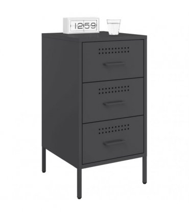 vidaXL Bedside Cabinets 2 pcs Black 36x39x68 cm Steel