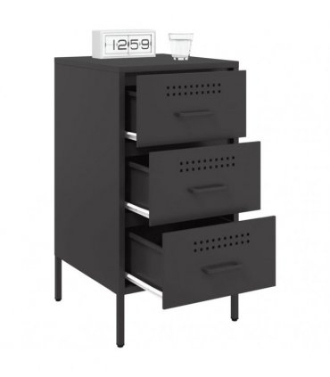 vidaXL Bedside Cabinets 2 pcs Black 36x39x68 cm Steel
