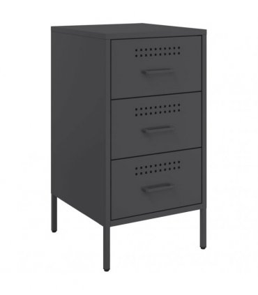 vidaXL Bedside Cabinets 2 pcs Black 36x39x68 cm Steel