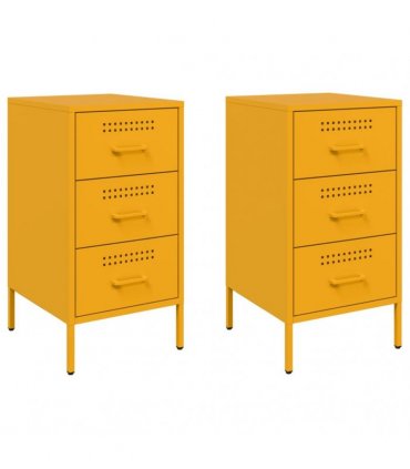 vidaXL Bedside Cabinets 2 pcs Mustard Yellow 36x39x68 cm Steel — V0672048244