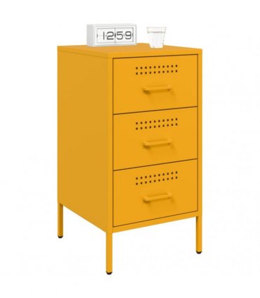 vidaXL Bedside Cabinets 2 pcs Mustard Yellow 36x39x68 cm Steel — V0672048244