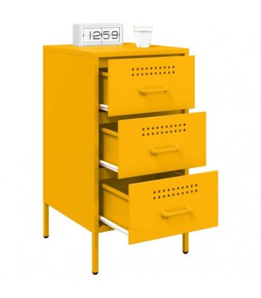 vidaXL Bedside Cabinets 2 pcs Mustard Yellow 36x39x68 cm Steel — V0672048244