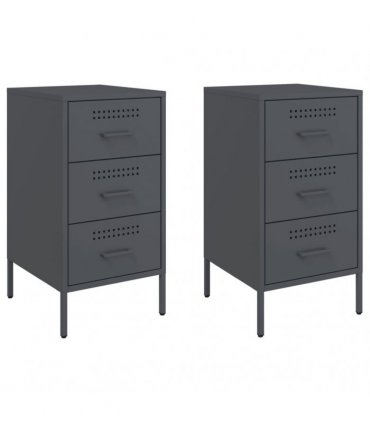 vidaXL Bedside Cabinets 2 pcs Anthracite 36x39x68 cm Steel — V0672048246