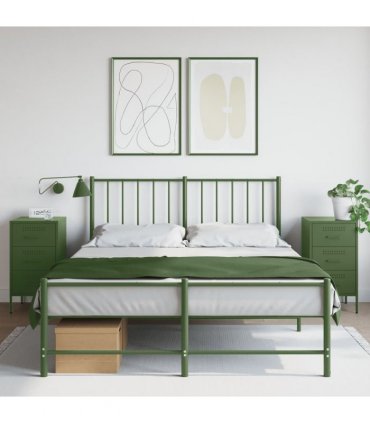 vidaXL Bedside Cabinets 2 pcs Olive Green 36x39x68 cm Steel