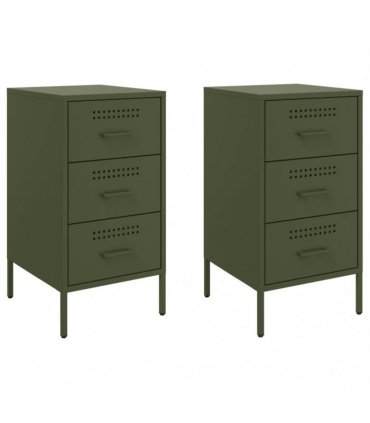 vidaXL Bedside Cabinets 2 pcs Olive Green 36x39x68 cm Steel