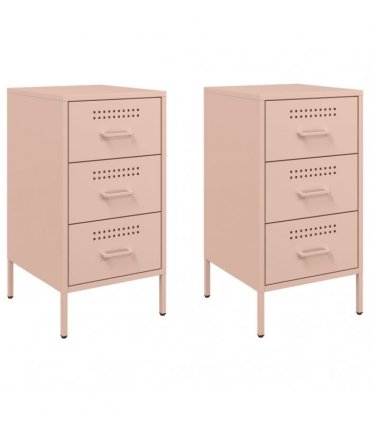 vidaXL Bedside Cabinets 2 pcs Pink 36x39x68 cm Steel — V0672048251