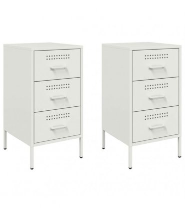 vidaXL Bedside Cabinets 2 pcs White 36x39x68 cm Steel — V0672048252