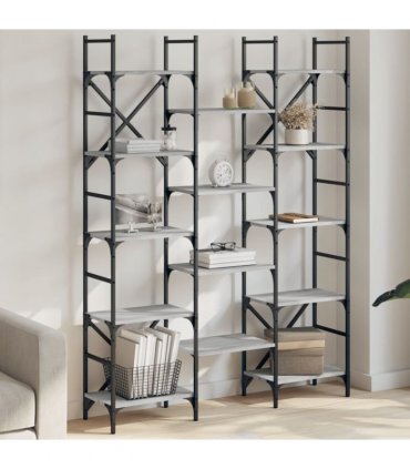 vidaXL Bookshelf Grey Sonoma 127.5x28.5x172.5 cm Engineered Wood — Size: 127.5 x 28.5 x 172.5 cm