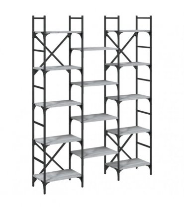 vidaXL Bookshelf Grey Sonoma 127.5x28.5x172.5 cm Engineered Wood — Size: 127.5 x 28.5 x 172.5 cm