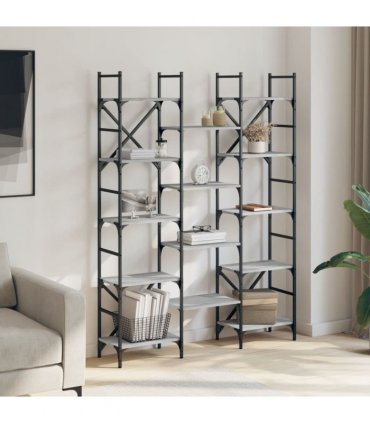 vidaXL Bookshelf Grey Sonoma 127.5x28.5x172.5 cm Engineered Wood — Size: 127.5 x 28.5 x 172.5 cm