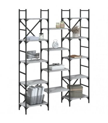 vidaXL Bookshelf Grey Sonoma 127.5x28.5x172.5 cm Engineered Wood — Size: 127.5 x 28.5 x 172.5 cm