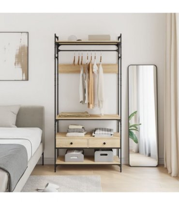 vidaXL Wardrobe with Drawers Sonoma Oak 89x39x184.5 cm Engineered Wood