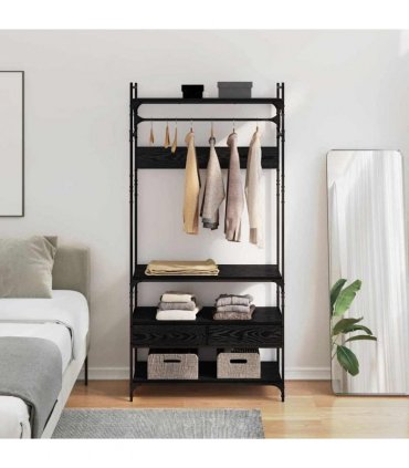 vidaXL Wardrobe Black oak 89 x 39 x 184.5 cm Engineered wood