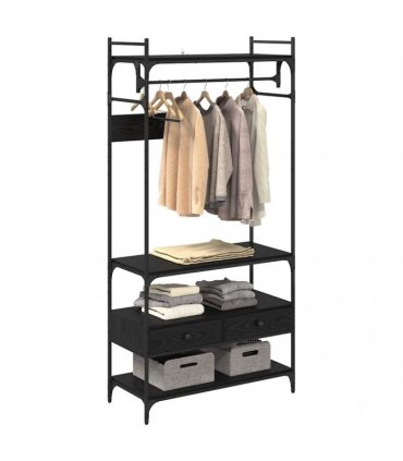 vidaXL Wardrobe Black oak 89 x 39 x 184.5 cm Engineered wood