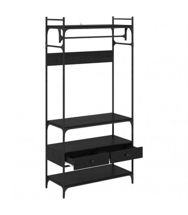 vidaXL Wardrobe Black oak 89 x 39 x 184.5 cm Engineered wood