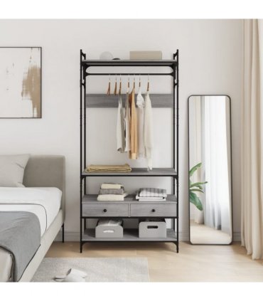 vidaXL Wardrobe with Drawers Grey Sonoma 89x39x184.5 cm Engineered Wood