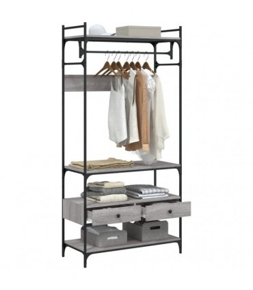 vidaXL Wardrobe with Drawers Grey Sonoma 89x39x184.5 cm Engineered Wood