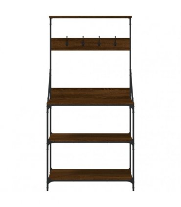 vidaXL Baker's Rack with Hooks 4-Tier Brown Oak Engineered Wood