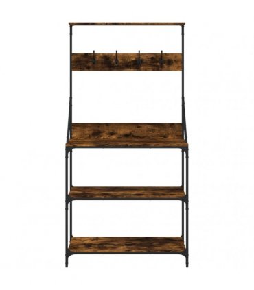 vidaXL Baker's Rack with Hooks 4-Tier Smoked Oak Engineered Wood