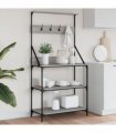 vidaXL Baker's Rack with Hooks 4-Tier Grey Sonoma Engineered Wood
