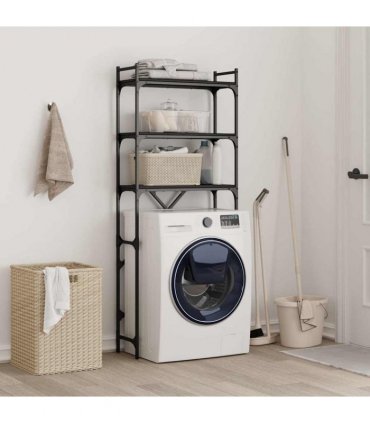 vidaXL Washing Machine Shelf Black 67x25x163 cm Engineered Wood