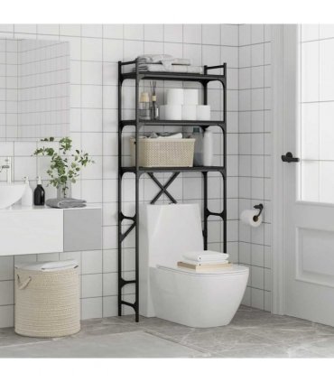 vidaXL Washing Machine Shelf Black 67x25x163 cm Engineered Wood