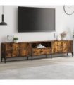 vidaXL TV Cabinet with Drawer Smoked Oak 200x25x44 cm Engineered Wood