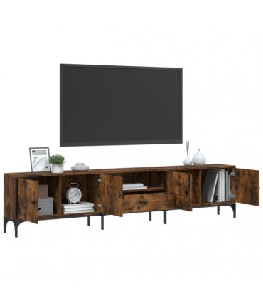 vidaXL TV Cabinet with Drawer Smoked Oak 200x25x44 cm Engineered Wood