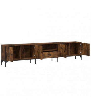 vidaXL TV Cabinet with Drawer Smoked Oak 200x25x44 cm Engineered Wood