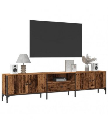 vidaXL TV Cabinet with Drawer Old Wood 200x25x44 cm Engineered Wood