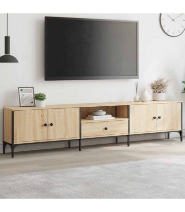 vidaXL TV Cabinet with Drawer Sonoma Oak 200x25x44 cm Engineered Wood