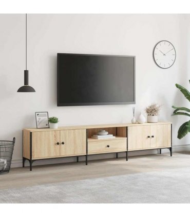 vidaXL TV Cabinet with Drawer Sonoma Oak 200x25x44 cm Engineered Wood