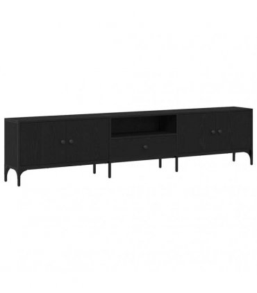vidaXL TV Cabinet Black oak 200 x 25 x 44 cm Engineered wood