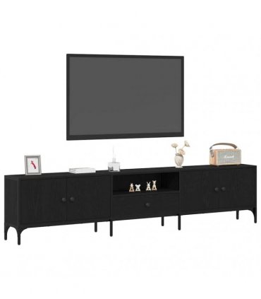 vidaXL TV Cabinet Black oak 200 x 25 x 44 cm Engineered wood