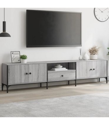 vidaXL TV Cabinet with Drawer Grey Sonoma 200x25x44 cm Engineered Wood