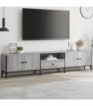 vidaXL TV Cabinet with Drawer Grey Sonoma 200x25x44 cm Engineered Wood