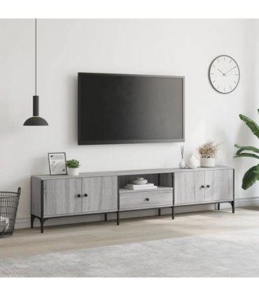 vidaXL TV Cabinet with Drawer Grey Sonoma 200x25x44 cm Engineered Wood