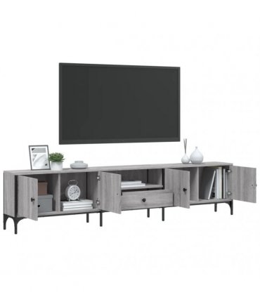 vidaXL TV Cabinet with Drawer Grey Sonoma 200x25x44 cm Engineered Wood