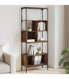 vidaXL Bookcase 5-Tier Smoked Oak 76x33x188.5 cm Engineered Wood