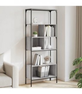 vidaXL Bookcase 5-Tier Grey Sonoma 76x33x188.5 cm Engineered Wood