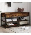 vidaXL Shoe Bench Smoked Oak 100x42.5x50 cm Engineered Wood — Size: 100 x 42.5 x 50 cm