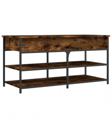 vidaXL Shoe Bench Smoked Oak 100x42.5x50 cm Engineered Wood — Size: 100 x 42.5 x 50 cm