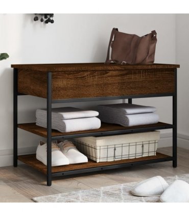 vidaXL Shoe Bench Brown Oak 70x42.5x50 cm Engineered Wood — Size: 70 x 42.5 x 50 cm
