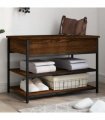 vidaXL Shoe Bench Brown Oak 70x42.5x50 cm Engineered Wood — Size: 70 x 42.5 x 50 cm