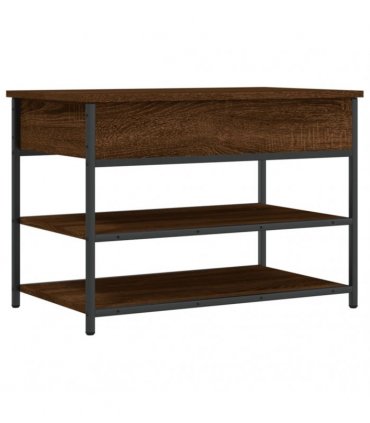 vidaXL Shoe Bench Brown Oak 70x42.5x50 cm Engineered Wood — Size: 70 x 42.5 x 50 cm