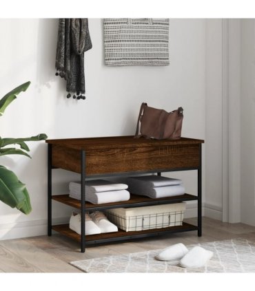 vidaXL Shoe Bench Brown Oak 70x42.5x50 cm Engineered Wood — Size: 70 x 42.5 x 50 cm