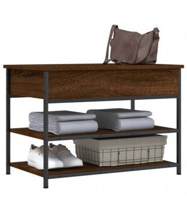 vidaXL Shoe Bench Brown Oak 70x42.5x50 cm Engineered Wood — Size: 70 x 42.5 x 50 cm