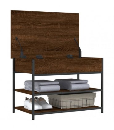vidaXL Shoe Bench Brown Oak 70x42.5x50 cm Engineered Wood — Size: 70 x 42.5 x 50 cm