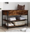 vidaXL Shoe Bench Smoked Oak 70x42.5x50 cm Engineered Wood — Size: 70 x 42.5 x 50 cm